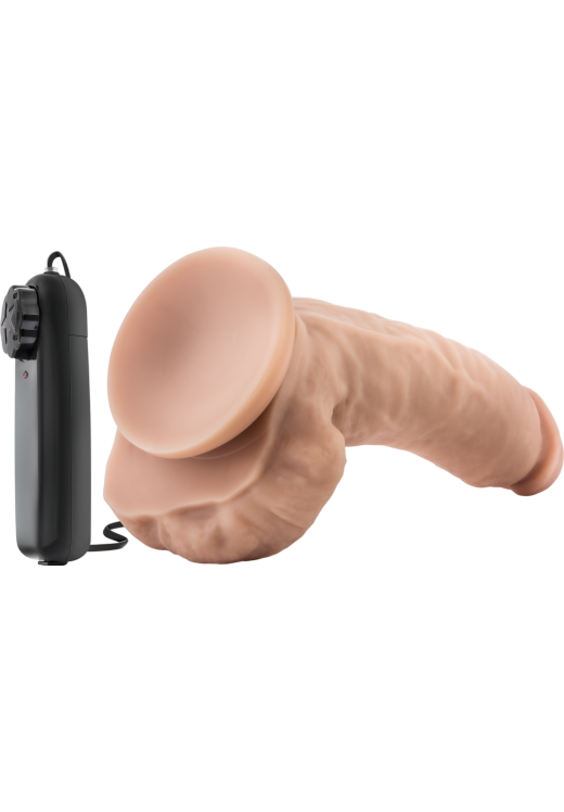 Ρεαλιστικός δονητής από pvc σε φυσικό χρώμα, μήκους 22,8 εκ. και μέγιστης διαμέτρου 5 εκ. με ενσύρματο κοντρόλ