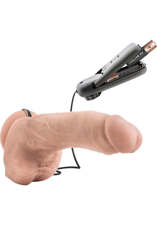 Ρεαλιστικός δονητής από pvc σε φυσικό χρώμα, μήκους 22,8 εκ. και μέγιστης διαμέτρου 5 εκ. με ενσύρματο κοντρόλ