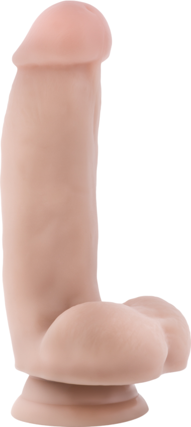 Ομοίωμα πέους από pvc σε μπεζ χρώμα, μήκους 18 εκ. και μέγιστης διαμέτρου 4,4 εκ.