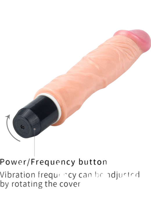 Ρεαλιστικός δονητής από pvc σε φυσικό χρώμα, μήκους 22 εκ. και μέγιστης διαμέτρου 3,9 εκ.