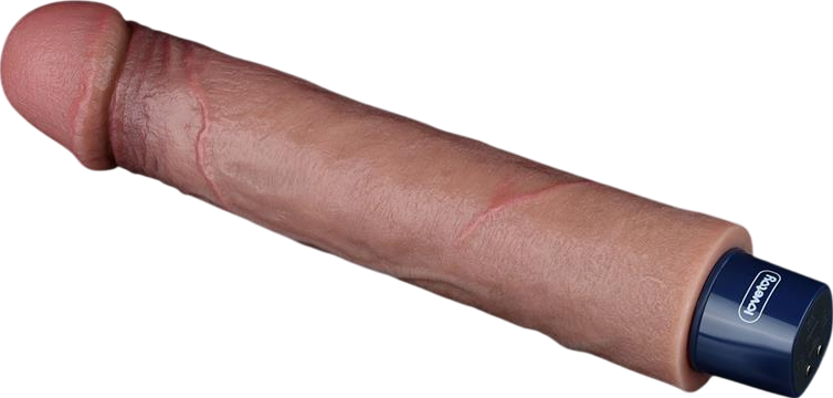 Ρεαλιστικός δονητής από σιλικόνη, μήκους 22,8 εκ, και μέγιστης διαμέτρου 4 εκ,