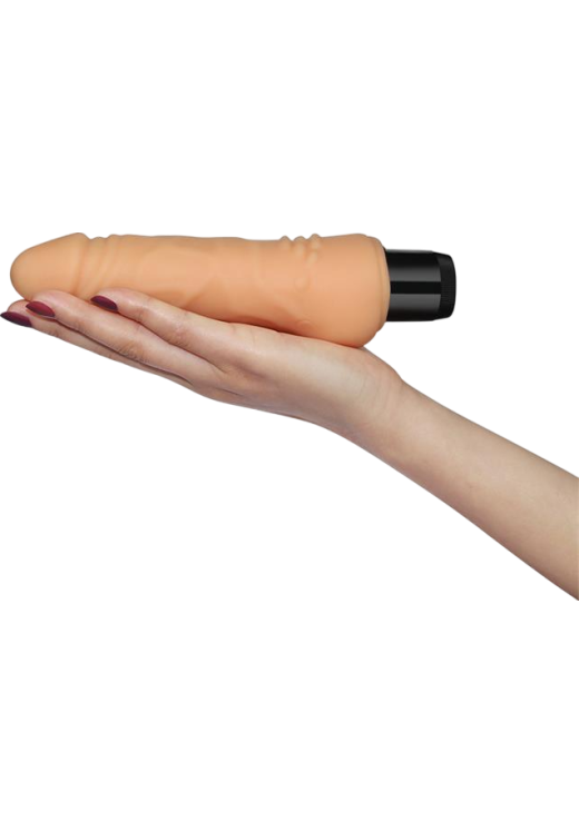 Ρεαλιστικός δονητής από tpe σε φυσικό χρώμα, μήκους 19 εκ. και μέγιστης διαμέτρου 4,2 εκ.