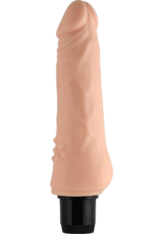 Ρεαλιστικός δονητής από tpe σε φυσικό χρώμα, μήκους 19 εκ. και μέγιστης διαμέτρου 4,2 εκ.