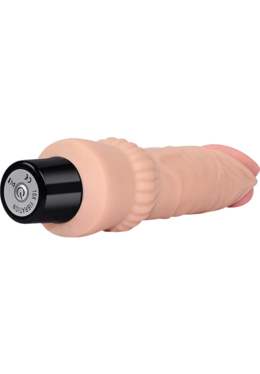 Ρεαλιστικός δονητής από tpe σε φυσικό χρώμα, μήκους 19,3 εκ. και μέγιστης διαμέτρου 3,7 εκ.