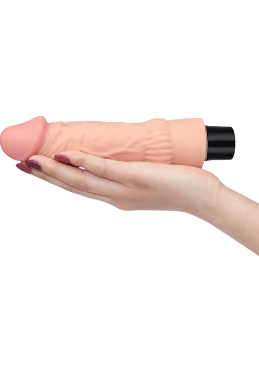 Ρεαλιστικός δονητής από tpe σε φυσικό χρώμα, μήκους 19,3 εκ. και μέγιστης διαμέτρου 3,7 εκ.