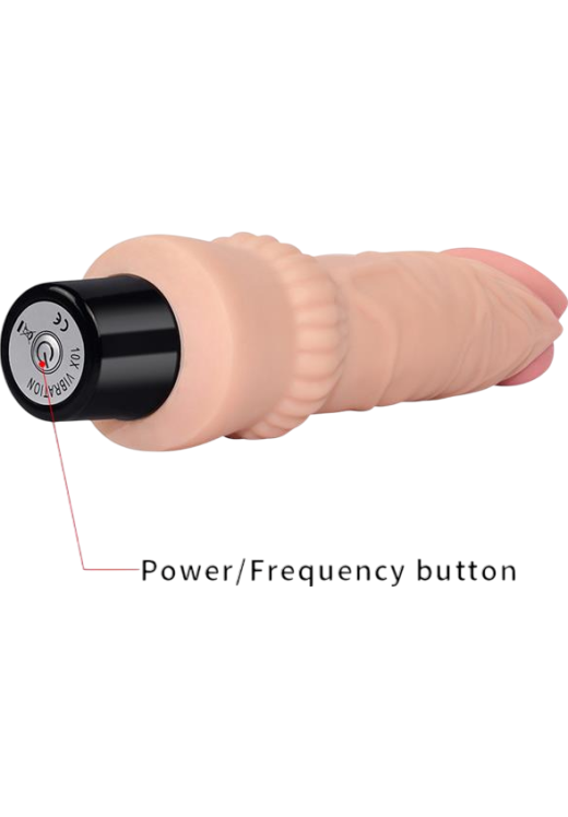 Ρεαλιστικός δονητής από tpe σε φυσικό χρώμα, μήκους 19,3 εκ. και μέγιστης διαμέτρου 3,7 εκ.