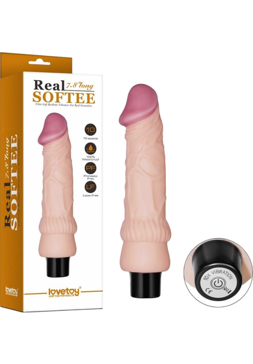 Ρεαλιστικός δονητής από tpe σε φυσικό χρώμα, μήκους 19,3 εκ. και μέγιστης διαμέτρου 3,7 εκ.