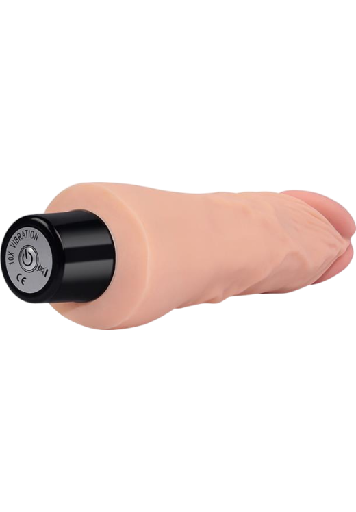 Ρεαλιστικός δονητής από tpe σε φυσικό χρώμα, μήκους 18 εκ. και μέγιστης διαμέτρου 3,9 εκ.