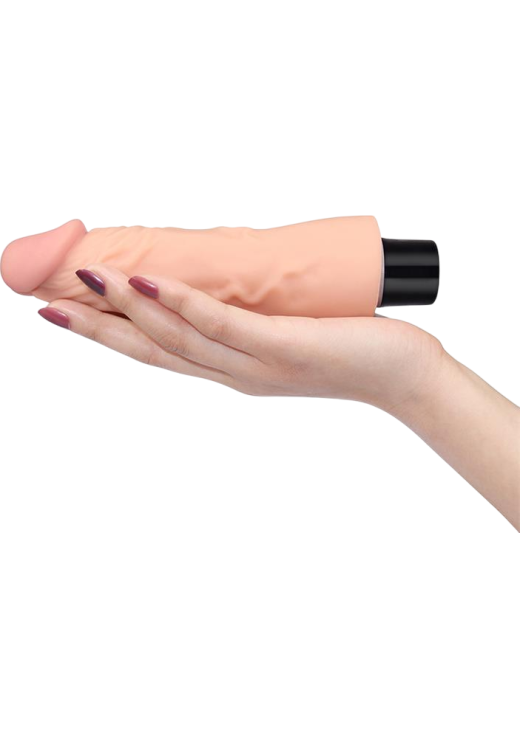 Ρεαλιστικός δονητής από tpe σε φυσικό χρώμα, μήκους 18 εκ. και μέγιστης διαμέτρου 3,9 εκ.