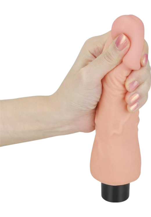 Ρεαλιστικός δονητής από tpe σε φυσικό χρώμα, μήκους 18 εκ. και μέγιστης διαμέτρου 3,9 εκ.