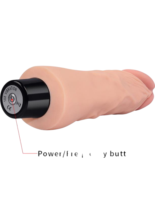 Ρεαλιστικός δονητής από tpe σε φυσικό χρώμα, μήκους 18 εκ. και μέγιστης διαμέτρου 3,9 εκ.