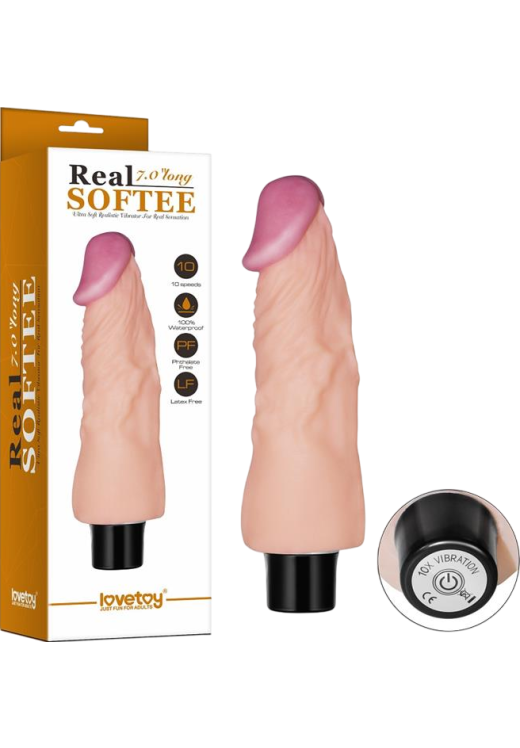 Ρεαλιστικός δονητής από tpe σε φυσικό χρώμα, μήκους 18 εκ. και μέγιστης διαμέτρου 3,9 εκ.