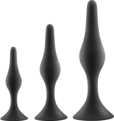 Σετ πρωκτικές σφήνες από σιλικόνη σε μαύρο χρώμα