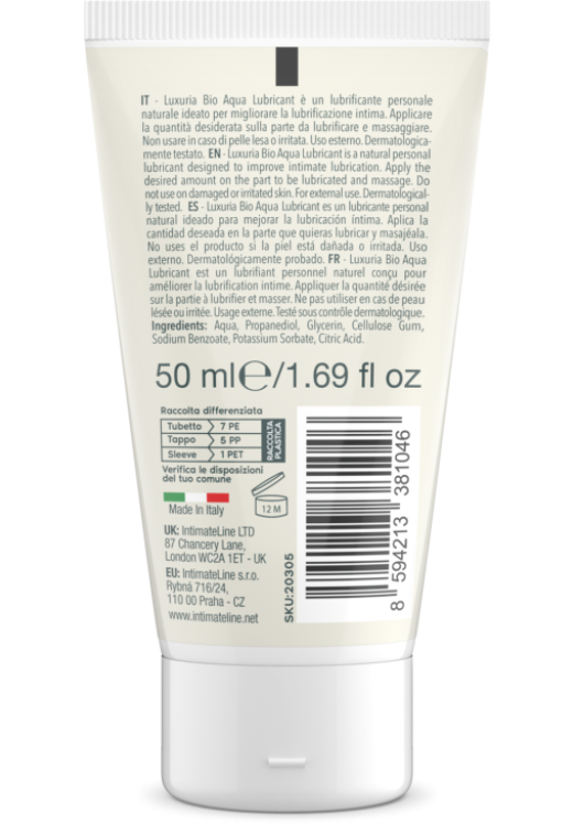 Οργανικό λιπαντικό με άρωμα ουδέτερο σε συσκευασία 50  ml