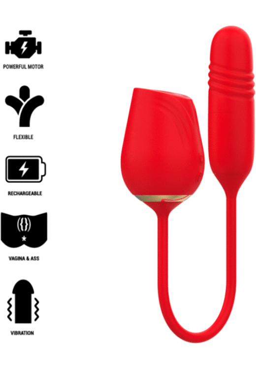 Παλμικός δονητής από σιλικόνη σε κόκκινο χρώμα, μήκους 20 εκ. και μέγιστης διαμέτρου 3 εκ.