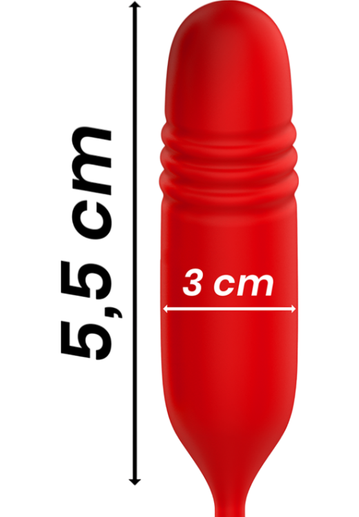 Παλμικός δονητής από σιλικόνη σε κόκκινο χρώμα, μήκους 20 εκ. και μέγιστης διαμέτρου 3 εκ.