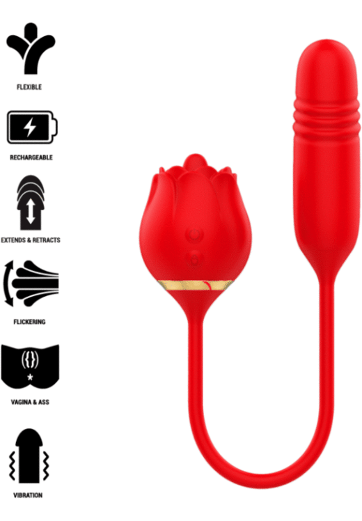 Rabbit δονητής από σιλικόνη σε κόκκινο χρώμα