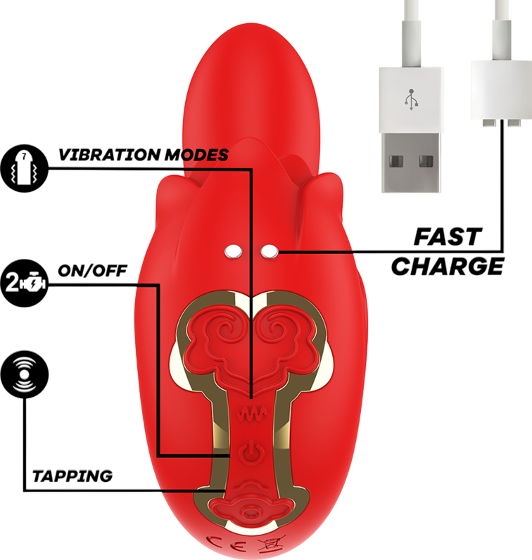 Κλειτοριδικός δονητής από σιλικόνη σε κόκκινο χρώμα, μήκους 11,5 εκ. και μέγιστης διαμέτρου 3,5 εκ.