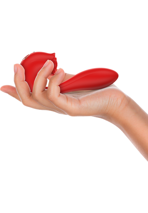 Κλειτοριδικός δονητής από σιλικόνη σε κόκκινο χρώμα, μήκους 11,5 εκ. και μέγιστης διαμέτρου 3,5 εκ.