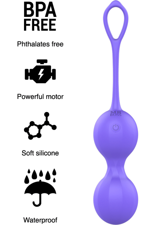 Kegel μπάλες από σιλικόνη σε μοβ χρώμα, μήκους 9,5 εκ. και μέγιστης διαμέτρου 3,5 εκ. με τηλεχειριζόμενο χειρισμό