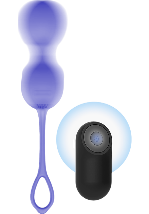 Kegel μπάλες από σιλικόνη σε μοβ χρώμα, μήκους 9,5 εκ. και μέγιστης διαμέτρου 3,5 εκ. με τηλεχειριζόμενο χειρισμό