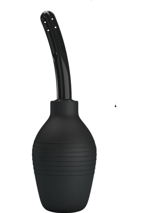 Πρωκτικό κλύσμα σε συσκευασία 310  ml από pvc σε μαύρο χρώμα, μήκους 13,8 εκ. και μέγιστης διαμέτρου 7,2 εκ.