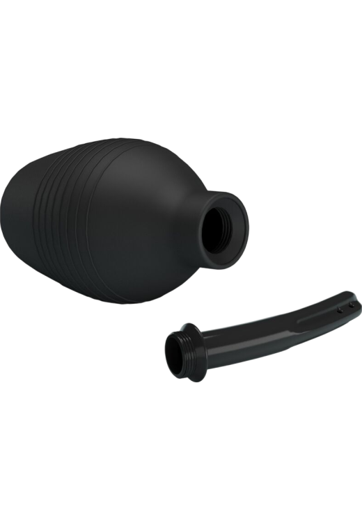 Πρωκτικό κλύσμα σε συσκευασία 310  ml από pvc σε μαύρο χρώμα, μήκους 13,8 εκ. και μέγιστης διαμέτρου 7,2 εκ.