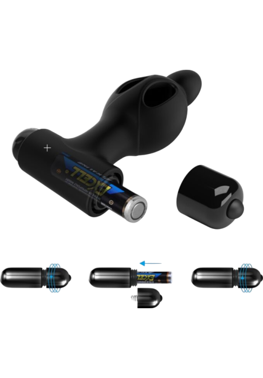 Δονούμενη σφήνα από σιλικόνη σε μαύρο χρώμα, μήκους 11,8 εκ. και μέγιστης διαμέτρου 4 εκ.