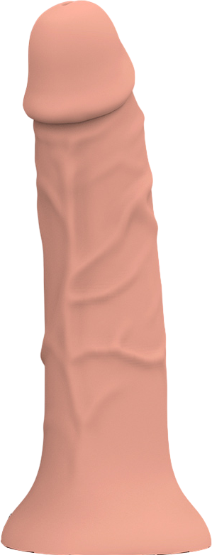 Ρεαλιστικός δονητής από σιλικόνη σε φυσικό χρώμα, μήκους 20 εκ. και μέγιστης διαμέτρου 4 εκ.
