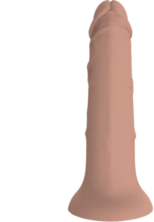 Ρεαλιστικός δονητής σε συσκευασία 6  ml από σιλικόνη σε φυσικό χρώμα, μήκους 18 εκ. και μέγιστης διαμέτρου 3,5 εκ.