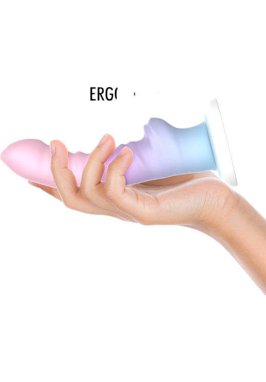 Κλασσικό dildo από σιλικόνη σε μοβ χρώμα, μήκους 17 εκ. και μέγιστης διαμέτρου 3 εκ.