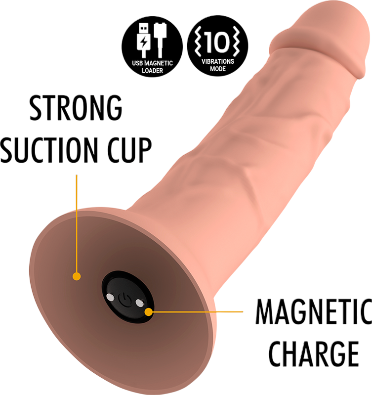 Ρεαλιστικός δονητής από σιλικόνη σε φυσικό χρώμα, μήκους 20 εκ. και μέγιστης διαμέτρου 4 εκ.