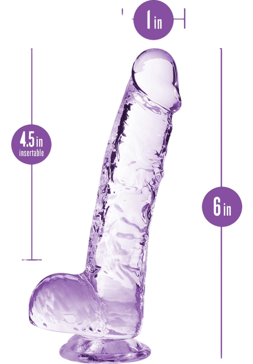 Ομοίωμα πέους από tpe σε μοβ χρώμα, μήκους 15,2 εκ. και μέγιστης διαμέτρου 2,5 εκ.