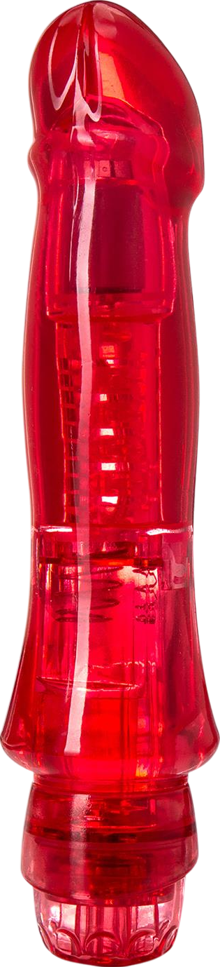 Κλασσικός δονητής από tpe σε κόκκινο χρώμα, μήκους 17,1 εκ. και μέγιστης διαμέτρου 3,1 εκ.