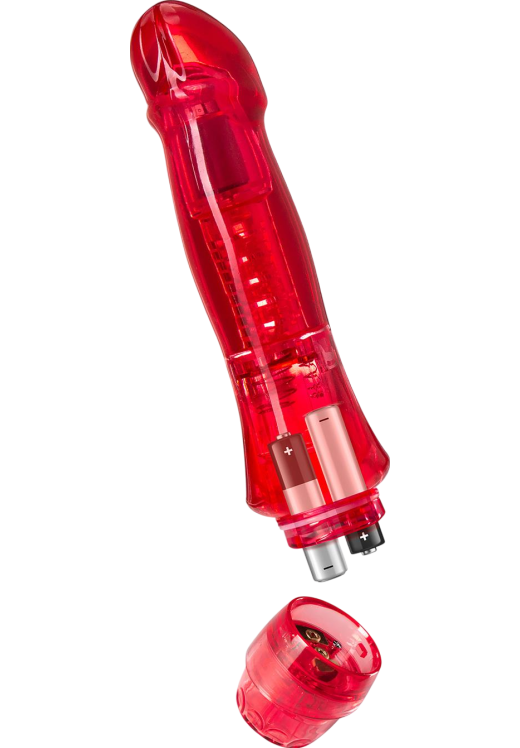 Κλασσικός δονητής από tpe σε κόκκινο χρώμα, μήκους 17,1 εκ. και μέγιστης διαμέτρου 3,1 εκ.