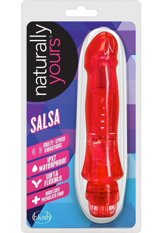 Κλασσικός δονητής από tpe σε κόκκινο χρώμα, μήκους 17,1 εκ. και μέγιστης διαμέτρου 3,1 εκ.