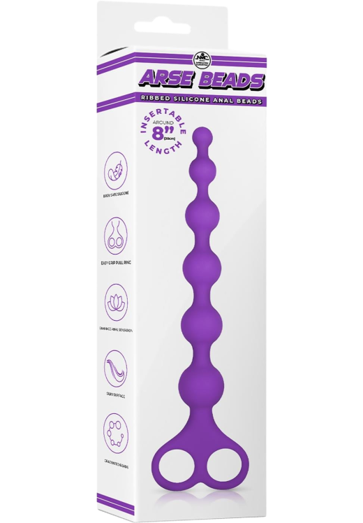 Πρωκτικές μπίλιες από σιλικόνη σε μοβ χρώμα, μήκους 22,8 εκ. και μέγιστης διαμέτρου 3,2 εκ.