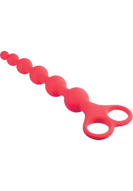 Πρωκτικές μπίλιες από σιλικόνη σε κόκκινο χρώμα, μήκους 26 εκ. και μέγιστης διαμέτρου 2,8 εκ.