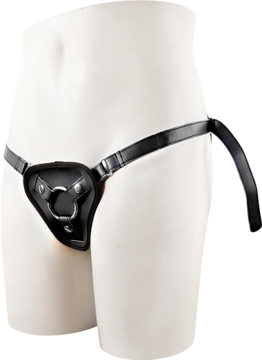 Ζώνη στραπόν από δερματίνη σε μαύρο χρώμα