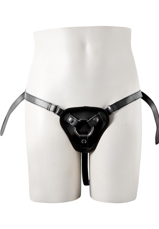 Ζώνη στραπόν από δερματίνη σε μαύρο χρώμα