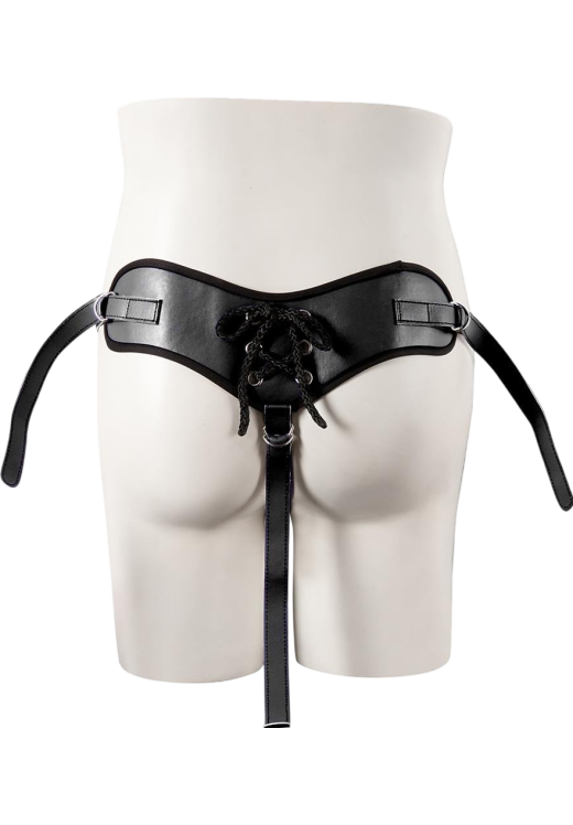 Ζώνη στραπόν από δερματίνη σε μαύρο χρώμα