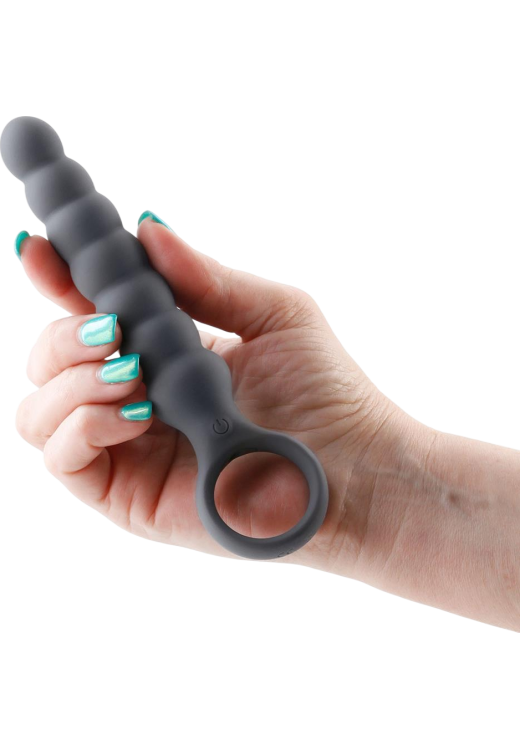 Πρωκτικός δονητής από σιλικόνη σε γκρι χρώμα, μήκους 16,6 εκ. και μέγιστης διαμέτρου 2,7 εκ.