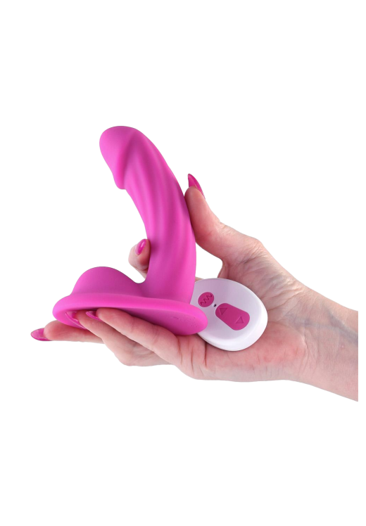 Ρεαλιστικός δονητής από σιλικόνη σε ροζ χρώμα, μήκους 12,6 εκ. και μέγιστης διαμέτρου 3,2 εκ. με τηλεχειριζόμενο χειρισμό