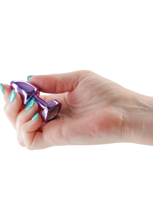 Σφήνα με κόσμημα από αλουμίνιο σε μοβ χρώμα, μήκους 6 εκ. και μέγιστης διαμέτρου 2,6 εκ.