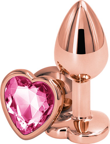 Μεταλλική σφήνα με κόσμημα σε ροζ χρώμα, μήκους 4,5 εκ. και μέγιστης διαμέτρου 2,7 εκ.