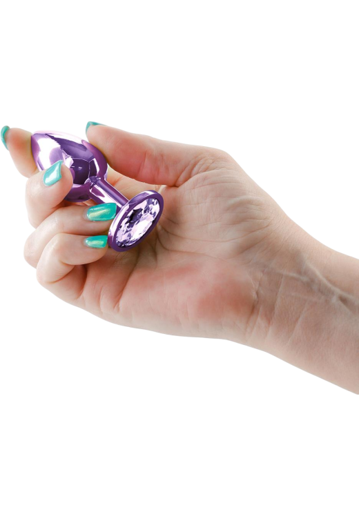 Σφήνα με κόσμημα από αλουμίνιο σε μοβ χρώμα, μήκους 7 εκ. και μέγιστης διαμέτρου 2,7 εκ.