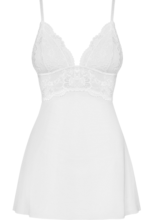 Babydoll εσώρουχο με ραντάκια από τούλι σε λευκό χρώμα