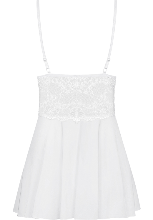 Babydoll εσώρουχο με ραντάκια από τούλι σε λευκό χρώμα