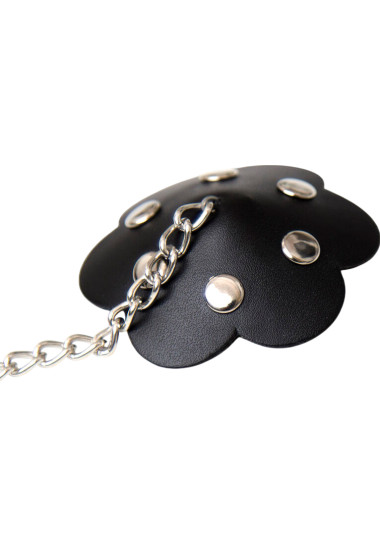 Ohmama Fetish Petals Nipple Covers And Chain Καλύμματα θηλών από δερματίνη σε μαύρο χρώμα