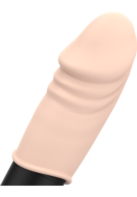 Μίνι δονητής από σιλικόνη σε φυσικό χρώμα, μήκους 6,7 εκ. και μέγιστης διαμέτρου 2,5 εκ.